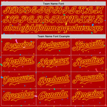 Загрузить изображение в средство просмотра галереи, Custom Red Gold 3D Pattern Design Confetti Colorful Speckle Authentic Baseball Jersey
