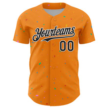 Load image into Gallery viewer, Custom Bay Orange Black-White 3D Pattern Design Confetti Colorful Speckle Authentic Baseball Jersey
