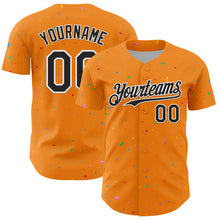 Load image into Gallery viewer, Custom Bay Orange Black-White 3D Pattern Design Confetti Colorful Speckle Authentic Baseball Jersey
