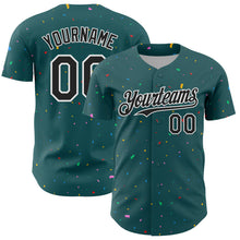Laden Sie das Bild in den Galerie-Viewer, Custom Midnight Green Black-White 3D Pattern Design Confetti Colorful Speckle Authentic Baseball Jersey
