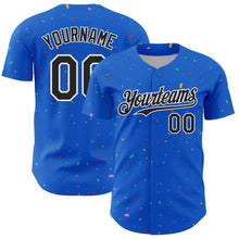 Load image into Gallery viewer, Custom Thunder Blue Black-White 3D Pattern Design Confetti Colorful Speckle Authentic Baseball Jersey
