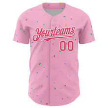 Load image into Gallery viewer, Custom Light Pink Neon Pink-White 3D Pattern Design Confetti Colorful Speckle Authentic Baseball Jersey
