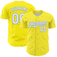 Загрузить изображение в средство просмотра галереи, Custom Light Yellow White-Light Blue 3D Pattern Design Confetti Colorful Speckle Authentic Baseball Jersey
