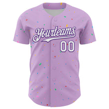 Загрузить изображение в средство просмотра галереи, Custom Light Purple White-Purple 3D Pattern Design Confetti Colorful Speckle Authentic Baseball Jersey
