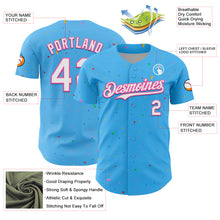 Load image into Gallery viewer, Custom Sky Blue White-Pink 3D Pattern Design Confetti Colorful Speckle Authentic Baseball Jersey

