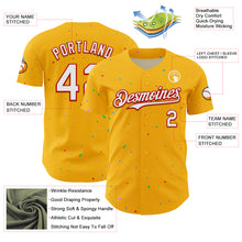 Load image into Gallery viewer, Custom Gold White-Red 3D Pattern Design Confetti Colorful Speckle Authentic Baseball Jersey
