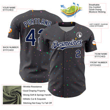 Load image into Gallery viewer, Custom Steel Gray Navy-White 3D Pattern Design Confetti Colorful Speckle Authentic Baseball Jersey
