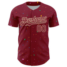 Laden Sie das Bild in den Galerie-Viewer, Custom Crimson Cream 3D Pattern Design Confetti Colorful Speckle Authentic Baseball Jersey

