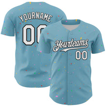 Load image into Gallery viewer, Custom Shadow Blue White-Black 3D Pattern Design Confetti Colorful Speckle Authentic Baseball Jersey
