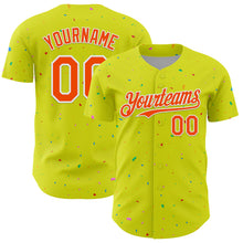 Charger l'image dans la galerie, Custom Neon Yellow White-Black 3D Pattern Design Confetti Colorful Speckle Authentic Baseball Jersey
