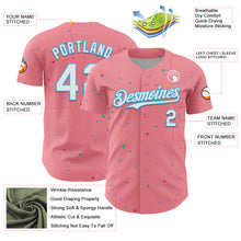 Load image into Gallery viewer, Custom Medium Pink White-Sky Blue 3D Pattern Design Confetti Colorful Speckle Authentic Baseball Jersey
