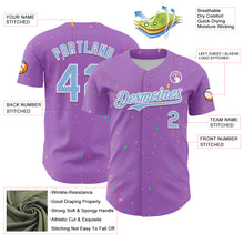Load image into Gallery viewer, Custom Medium Purple Light Blue-White 3D Pattern Design Confetti Colorful Speckle Authentic Baseball Jersey

