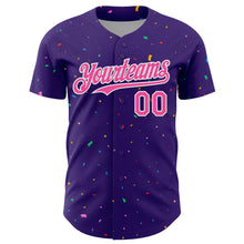 Charger l'image dans la galerie, Custom Purple Pink-White 3D Pattern Design Confetti Colorful Speckle Authentic Baseball Jersey

