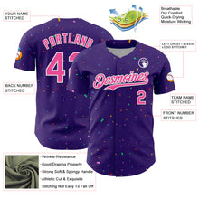 Charger l'image dans la galerie, Custom Purple Pink-White 3D Pattern Design Confetti Colorful Speckle Authentic Baseball Jersey
