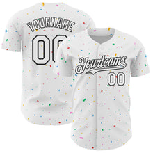 Load image into Gallery viewer, Custom White Black 3D Pattern Design Confetti Colorful Speckle Authentic Baseball Jersey
