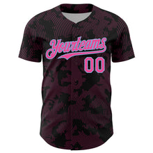 Charger l'image dans la galerie, Custom Black Pink-Light Blue Curve Lines Authentic Baseball Jersey
