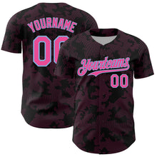Charger l'image dans la galerie, Custom Black Pink-Light Blue Curve Lines Authentic Baseball Jersey
