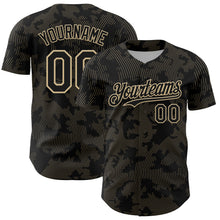 Laden Sie das Bild in den Galerie-Viewer, Custom Black Vegas Gold Curve Lines Authentic Baseball Jersey
