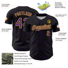 Laden Sie das Bild in den Galerie-Viewer, Custom Black Purple-Yellow Curve Lines Authentic Baseball Jersey
