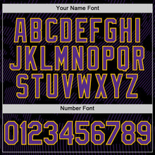 Laden Sie das Bild in den Galerie-Viewer, Custom Black Purple-Yellow Curve Lines Authentic Baseball Jersey
