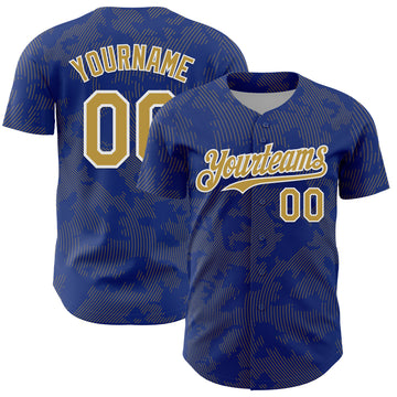Custom Royal Old Gold-White Curve Lines Authentic Baseball Jersey