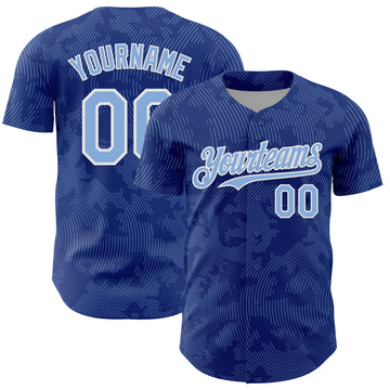 Custom Royal Light Blue-White Curve Lines Authentic Baseball Jersey