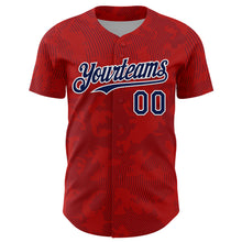 Laden Sie das Bild in den Galerie-Viewer, Custom Red Navy-White Curve Lines Authentic Baseball Jersey
