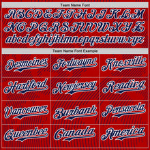 Laden Sie das Bild in den Galerie-Viewer, Custom Red Navy-White Curve Lines Authentic Baseball Jersey
