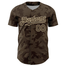 Load image into Gallery viewer, Custom Brown Cream Curve Lines Authentic Baseball Jersey
