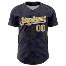 Charger l'image dans la galerie, Custom Navy Old Gold-White Curve Lines Authentic Baseball Jersey

