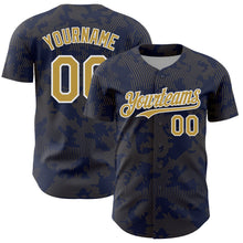 Charger l'image dans la galerie, Custom Navy Old Gold-White Curve Lines Authentic Baseball Jersey
