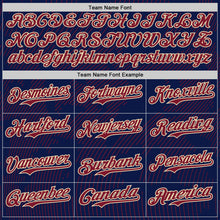 Laden Sie das Bild in den Galerie-Viewer, Custom Navy Crimson-Cream Curve Lines Authentic Baseball Jersey
