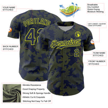 Load image into Gallery viewer, Custom Navy Neon Yellow Curve Lines Authentic Baseball Jersey
