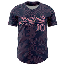 Laden Sie das Bild in den Galerie-Viewer, Custom Navy Medium Pink Curve Lines Authentic Baseball Jersey

