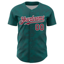 Charger l'image dans la galerie, Custom Teal Crimson-White Curve Lines Authentic Baseball Jersey
