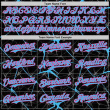 Load image into Gallery viewer, Custom Black Sky Blue-Pink 3D Pattern Design Abstract Network Authentic Baseball Jersey

