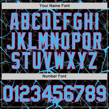 Load image into Gallery viewer, Custom Black Sky Blue-Pink 3D Pattern Design Abstract Network Authentic Baseball Jersey
