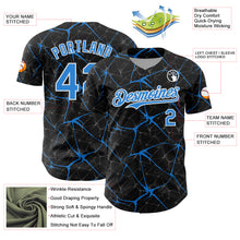 Charger l'image dans la galerie, Custom Black Electric Blue-White 3D Pattern Design Abstract Network Authentic Baseball Jersey
