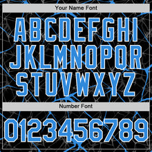 Charger l'image dans la galerie, Custom Black Electric Blue-White 3D Pattern Design Abstract Network Authentic Baseball Jersey
