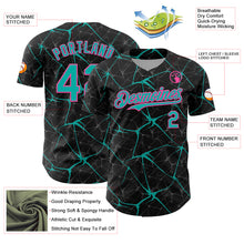 Load image into Gallery viewer, Custom Black Aqua-Pink 3D Pattern Design Abstract Network Authentic Baseball Jersey
