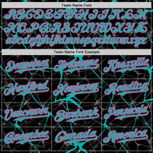 Load image into Gallery viewer, Custom Black Aqua-Pink 3D Pattern Design Abstract Network Authentic Baseball Jersey
