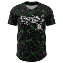 Load image into Gallery viewer, Custom Black Grass Green-White 3D Pattern Design Abstract Network Authentic Baseball Jersey
