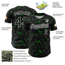Load image into Gallery viewer, Custom Black Grass Green-White 3D Pattern Design Abstract Network Authentic Baseball Jersey
