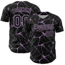 Charger l'image dans la galerie, Custom Black Light Purple 3D Pattern Design Abstract Network Authentic Baseball Jersey
