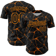 Charger l'image dans la galerie, Custom Black Bay Orange 3D Pattern Design Abstract Network Authentic Baseball Jersey
