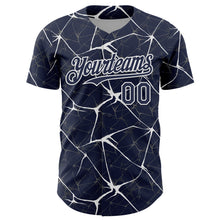 Charger l'image dans la galerie, Custom Navy White 3D Pattern Design Abstract Network Authentic Baseball Jersey
