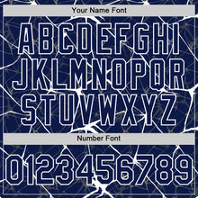 Charger l'image dans la galerie, Custom Navy White 3D Pattern Design Abstract Network Authentic Baseball Jersey
