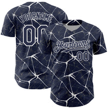 Charger l'image dans la galerie, Custom Navy White 3D Pattern Design Abstract Network Authentic Baseball Jersey
