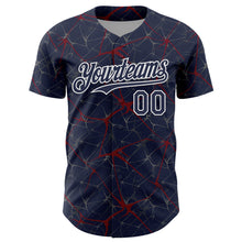 Загрузить изображение в средство просмотра галереи, Custom Navy Crimson-White 3D Pattern Design Abstract Network Authentic Baseball Jersey
