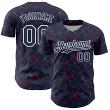 Загрузить изображение в средство просмотра галереи, Custom Navy Crimson-White 3D Pattern Design Abstract Network Authentic Baseball Jersey
